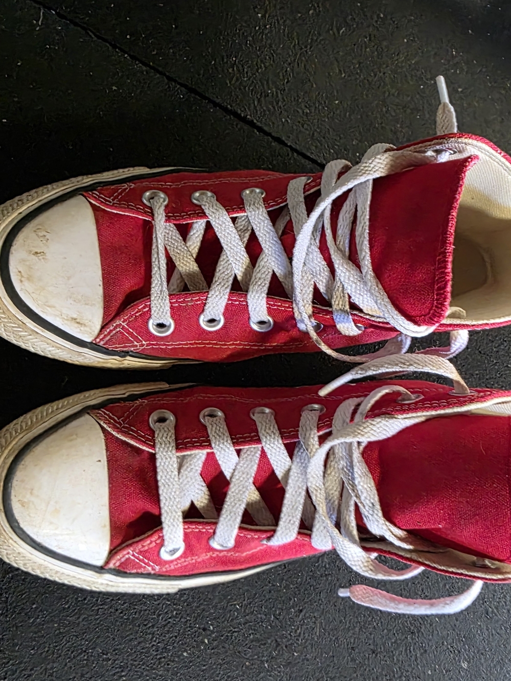 Converse Red Kids High-Top Canvas Sneakers with White Laces